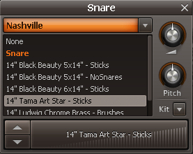 EZdrummer 2 - kit piece selection window